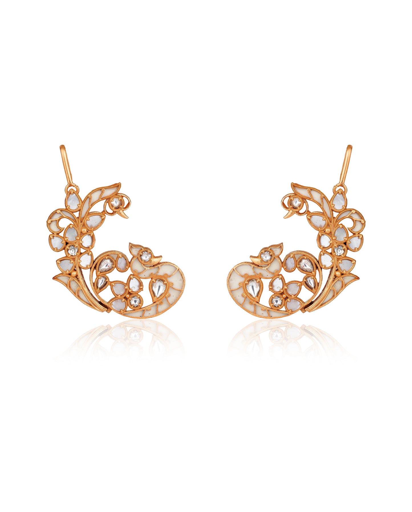 Moissanite Polki & Mother of Pearl Ear Cuff Earring