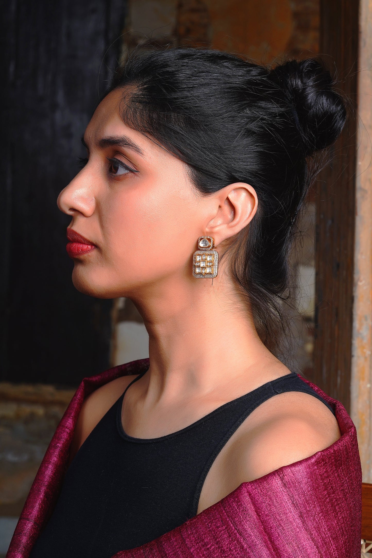 Euclidean Polki Grid Medallion Sculptural Earrings