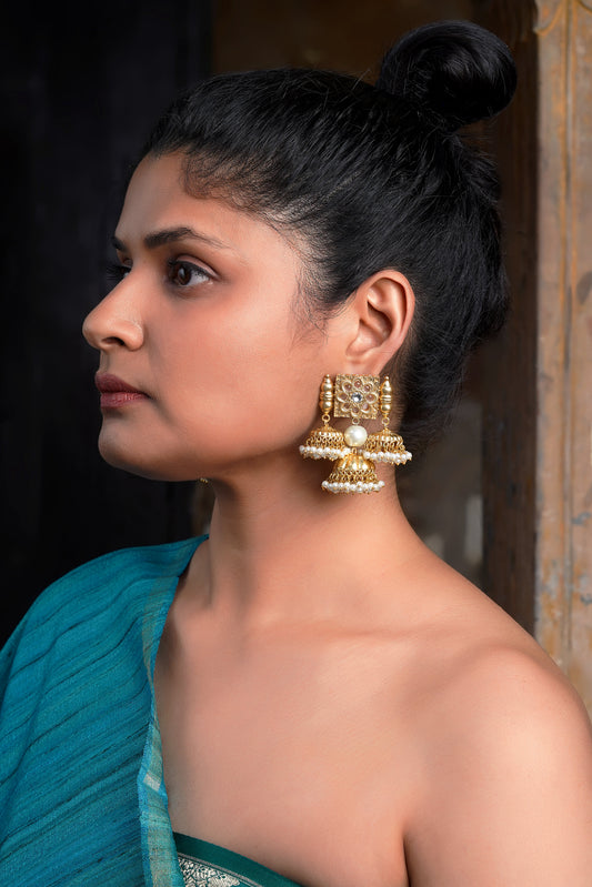 Padma-Kosh Triple Jhumka Earring