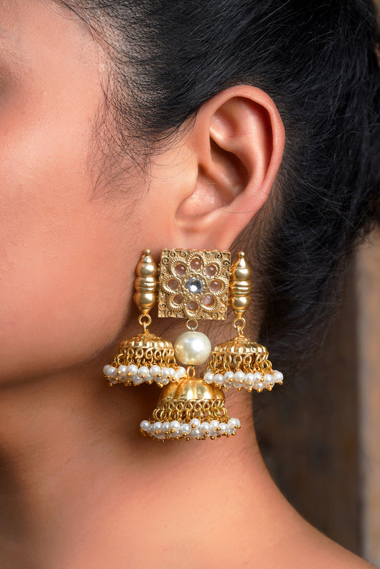 Padma-Kosh Triple Jhumka Earring