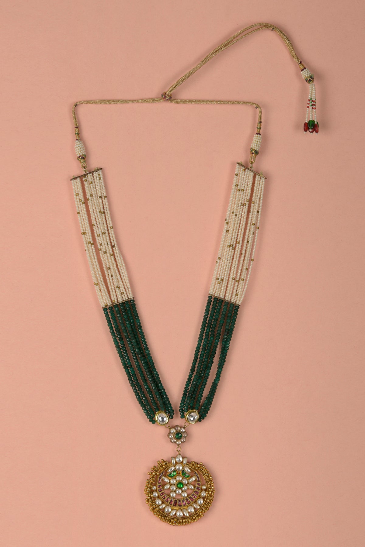 The Chand-Vana Empress — 22kt Gold-Plated Pachi Kundan & Emerald-Hued Rani Haar
