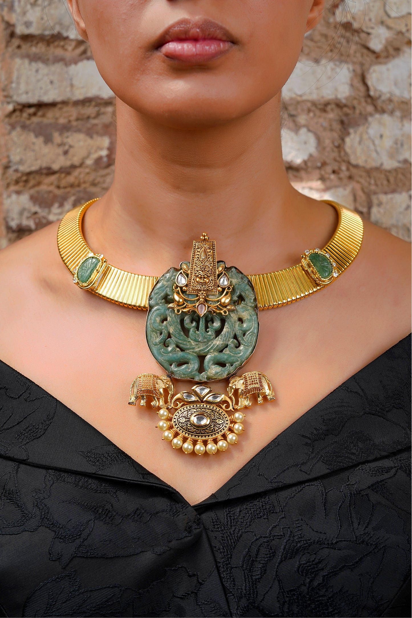 Hand-Engraved Maximalist Jade Statement Hasli