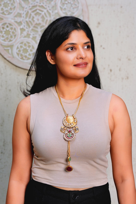 Elephant Polki Chandbali Pendant Tassel Necklace